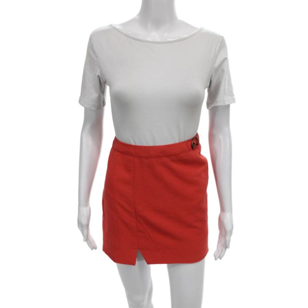 Lavand Womens Orange Mini Skirt Zip Short Polyester Size M